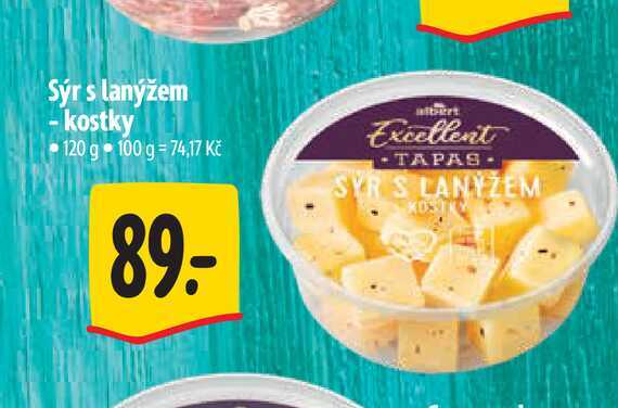 Sýr s lanýžem - kostky 120 g 