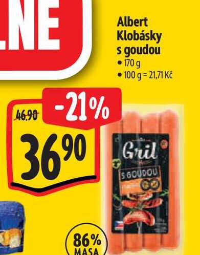   Albert Klobásky s goudou 170 g 