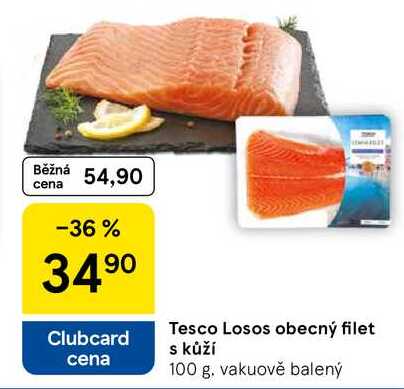 Tesco Losos obecný filet s kůží, 100 g