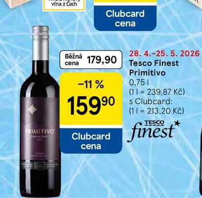 Tesco Finest Primitivo, 0.75 l