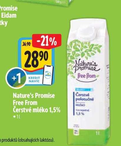  Nature's Promise free from Čerstvé polotučné mléko 1 l