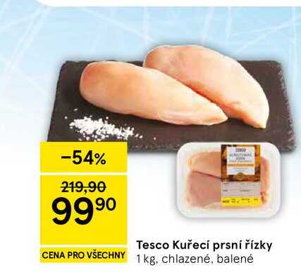 Tesco Kuřecí prsní řízky, 1 kg, chlazené, balené 