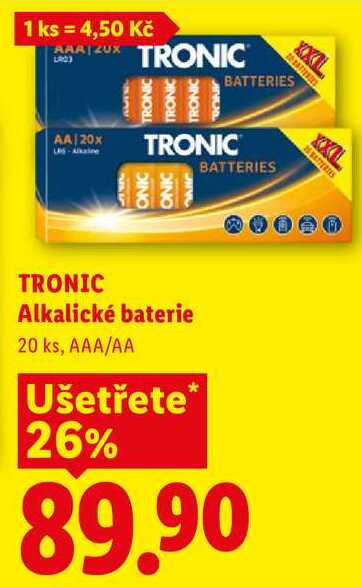 TRONIC Alkalické baterie, 20 ks