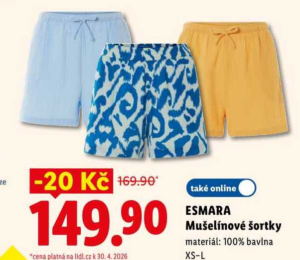ESMARA Mušelínové šortky 