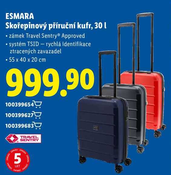 ESMARA Skořepinový příruční kufr, 30 l 