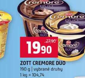 ZOTT CREMORE DUO 190 g vybrané druhy 