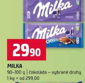 Milka 90-100 g čokoláda vybrané druhy 