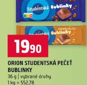 ORION STUDENTSKÁ PEČEŤ BUBLINKY 36 g vybrané druhy 