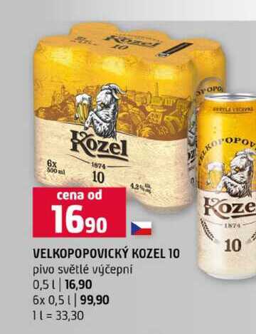 VELKOPOPOVICKÝ KOZEL 10 pivo světlé výčepni 0,5l 6x 0,5l
