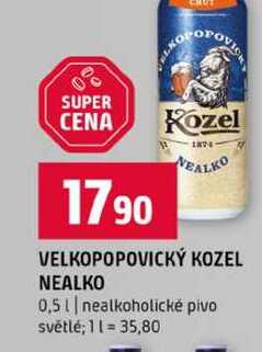 VELKOPOPOVICKÝ KOZEL NEALKO 0,5l nealkoholické pivo světlé