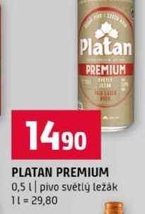 PLATAN PREMIUM 0,5l pivo světlý ležák 