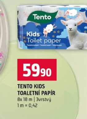 TENTO KIDS TOALETNÍ PAPÍR 8x 18 m 3vrstvý 
