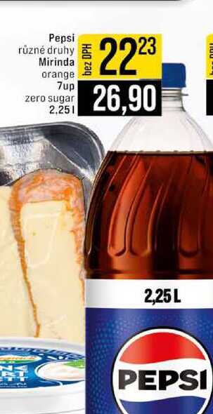 Pepsi různé druhy Mirinda orange 7up zero sugar 2.25l