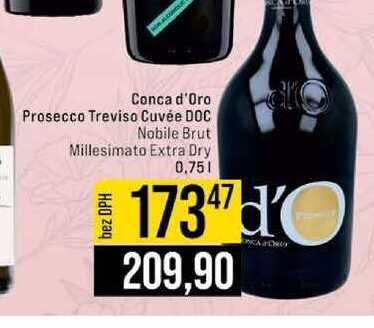 Conca d'Oro Prosecco Treviso Cuvée DOC Nobile Brut Millesimato Extra Dry 0,75l