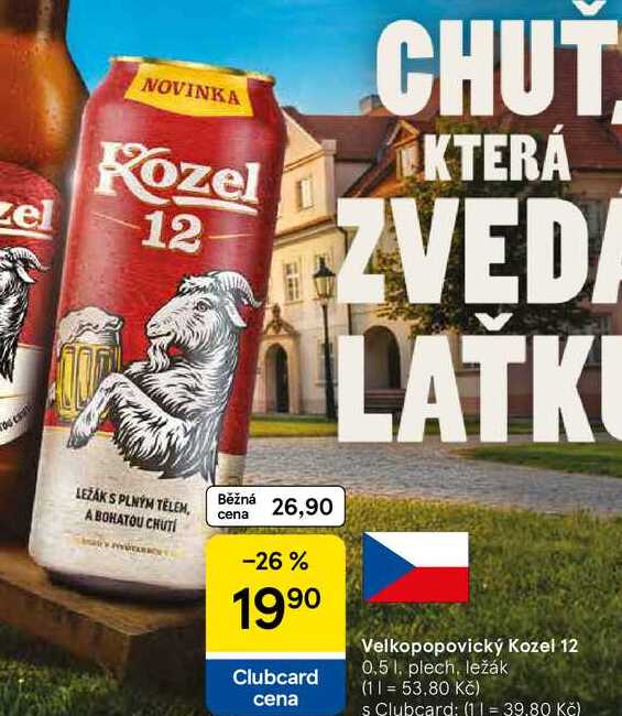 Velkopopovický Kozel 12, 0,51, plech, ležák 