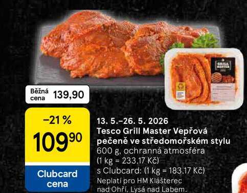 Tesco Grill Master Vepřová pečeně ve středomořském stylu, 600 g 