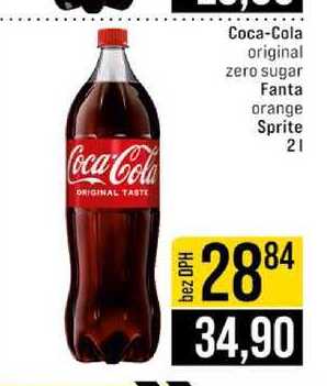 Coca-Cola original zero sugar Fanta orange Sprite 2l