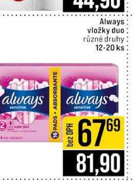 Always vložky duo různé druhy 12-20 ks 