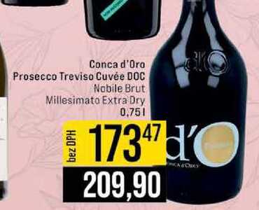 Conca d'Oro Prosecco Treviso Cuvée DOC Nobile Brut Millesimato Extra Dry 0,75l