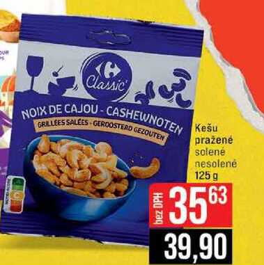 Kešu pražené solené nesolené 125 g 