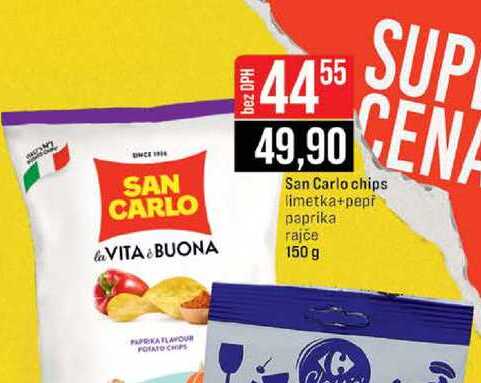 San Carlo chips limetka+pepř paprika rajče 150 g 