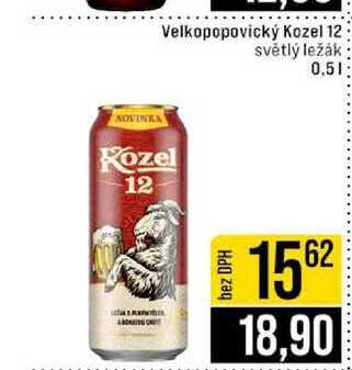 Velkopopovický Kozel 12 světlý ležák 0.5l