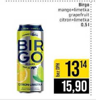 Birgo mango+limetka grapefruit citron+limetka 0,5l