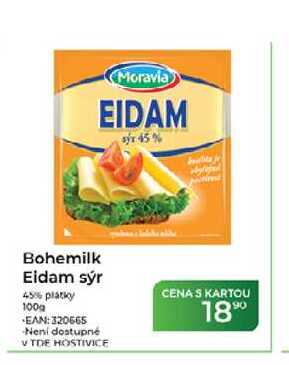 Bohemilk Eidam sýr 45% plátky