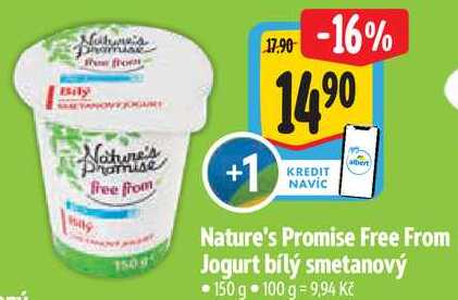 Nature's Promise Free From Jogurt bílý smetanový, 150 g   