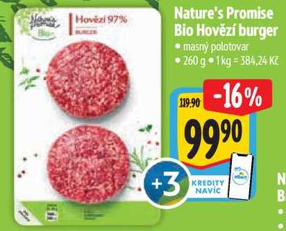 Nature's Promise Bio Hovězí burger, 260 g 