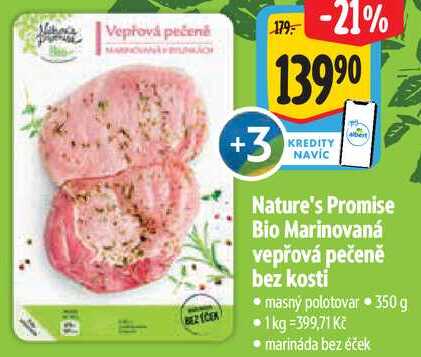 Nature's Promise Bio Marinovaná vepřová pečeně bez kosti ,350 g