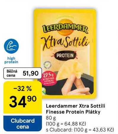 Leerdammer Xtra Sottili Finesse Protein Plátky, 80 g