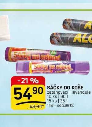 SÁČKY DO KOŠE 90 zatahovací | levandule 10ks/60l 