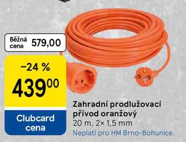 Zahradní prodlužovací přívod oranžový, 20 m. 2x 1,5 mm 