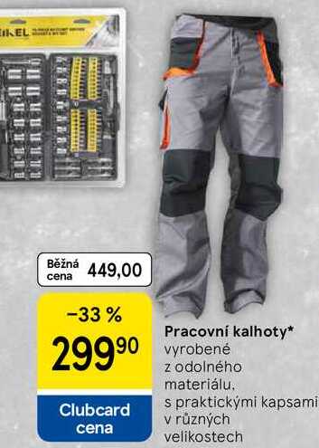 Pracovní kalhoty vyrobené z odolného materiálu. s praktickými kapsami v různých velikostech 