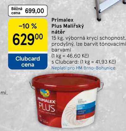 Primalex Plus Malířský nátěr, 15 kg. výborná krycí schopnost  