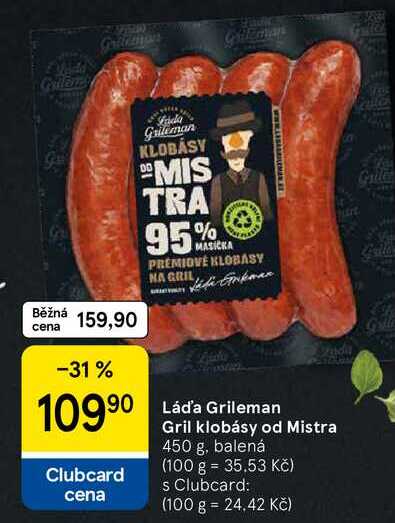 Láďa Grileman Gril klobásy od Mistra, 450 g, balená 