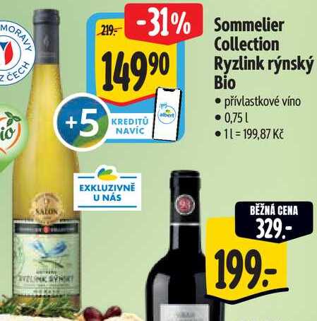 Sommelier Collection Ryzlink rýnský Bio, 0,75 l