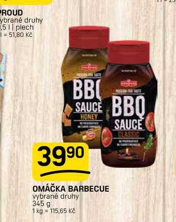OMÁČKA BARBECUE vybrané druhy 345 g 