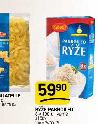 RÝŽE PARBOILED 8 × 100 g | varné sáčky 