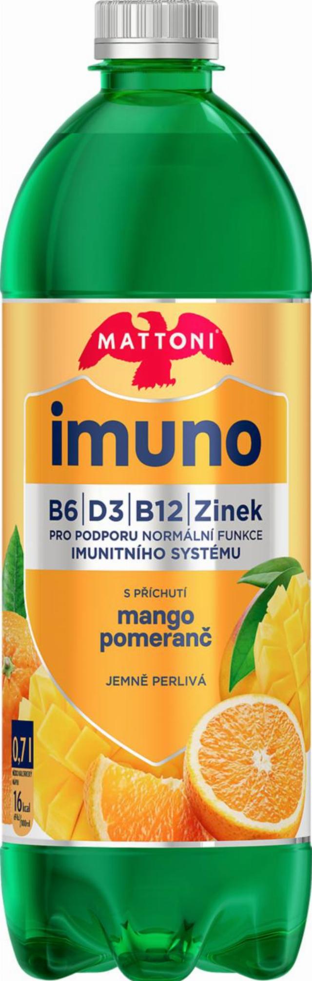 Mattoni Imuno Minerální voda ochucená mango a pomeranč