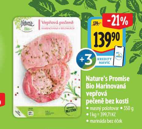 Nature's Promise Bio Marinovaná vepřová pečeně bez kosti 350 g