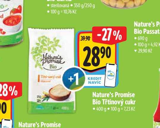  Nature's Promise Bio Třtinový cukr 400 g  v akci