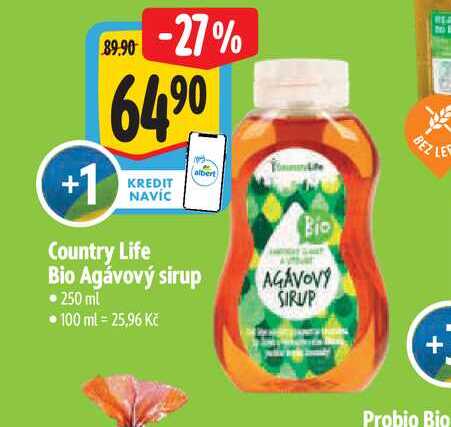  Country Life Bio Agávový sirup 250 ml  