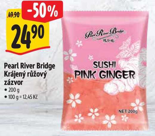 Pearl River Bridge Krájený růžový zázvor, 200 g