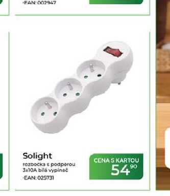 Solight rozbočka s podporou 3x10A bilá vypínač