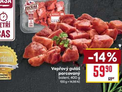 Vepřový guláš porcovaný balení, 400 g 