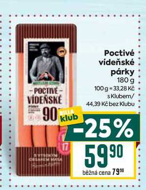 Poctivé vídeňské párky 180 g 