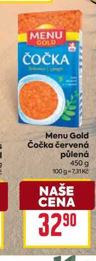 Menu Gold Čočka červená půlená 450 g