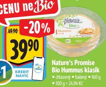 Nature's Promise Bio Hummus klasik, 160 g 